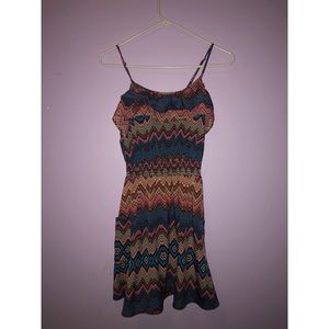 Spaghetti Strap Patterned Skater Dress